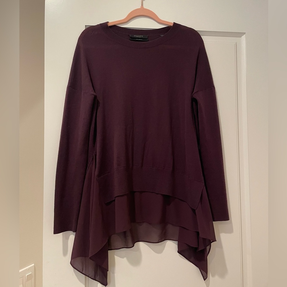 AllSaints Maroon Sweater. Long sleeve.